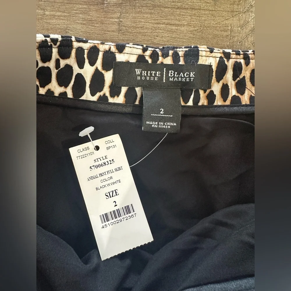White House Black Market Leopard Animal Print Full Skirt Pockets Size 2 NWT